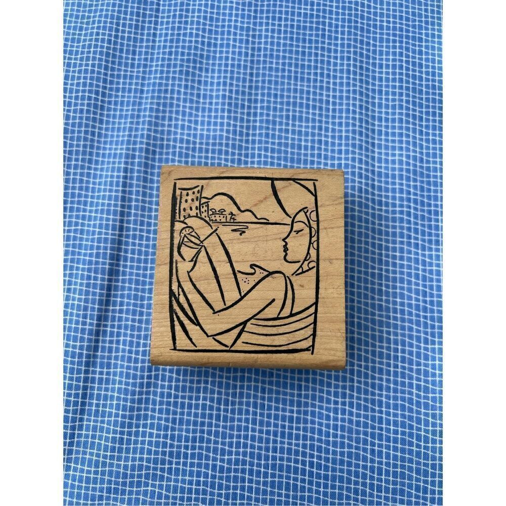 Vintage Rubber Line Art Woman Stamp